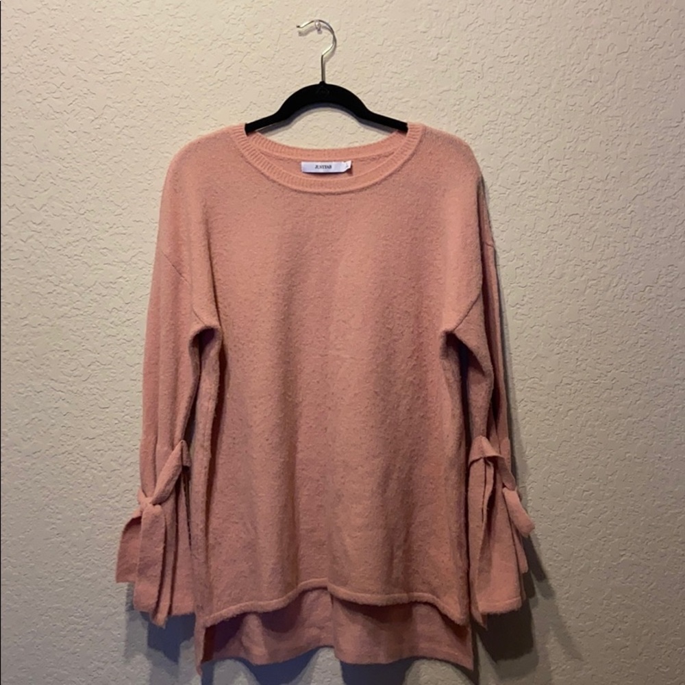 Long pink sweater